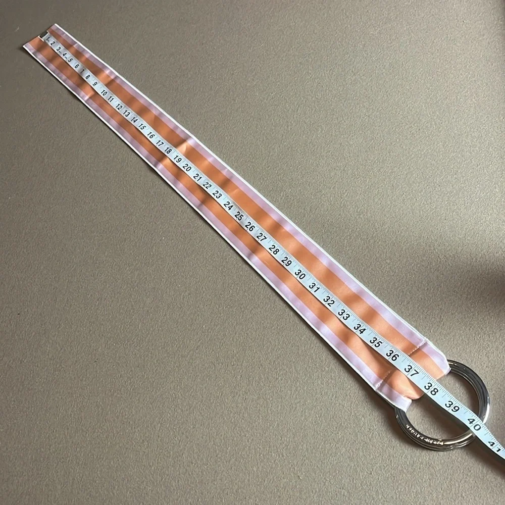 RALPH LAUREN 3” Wide Striped Ribbon Belt - Pastel Orange & Pink - XS to Med